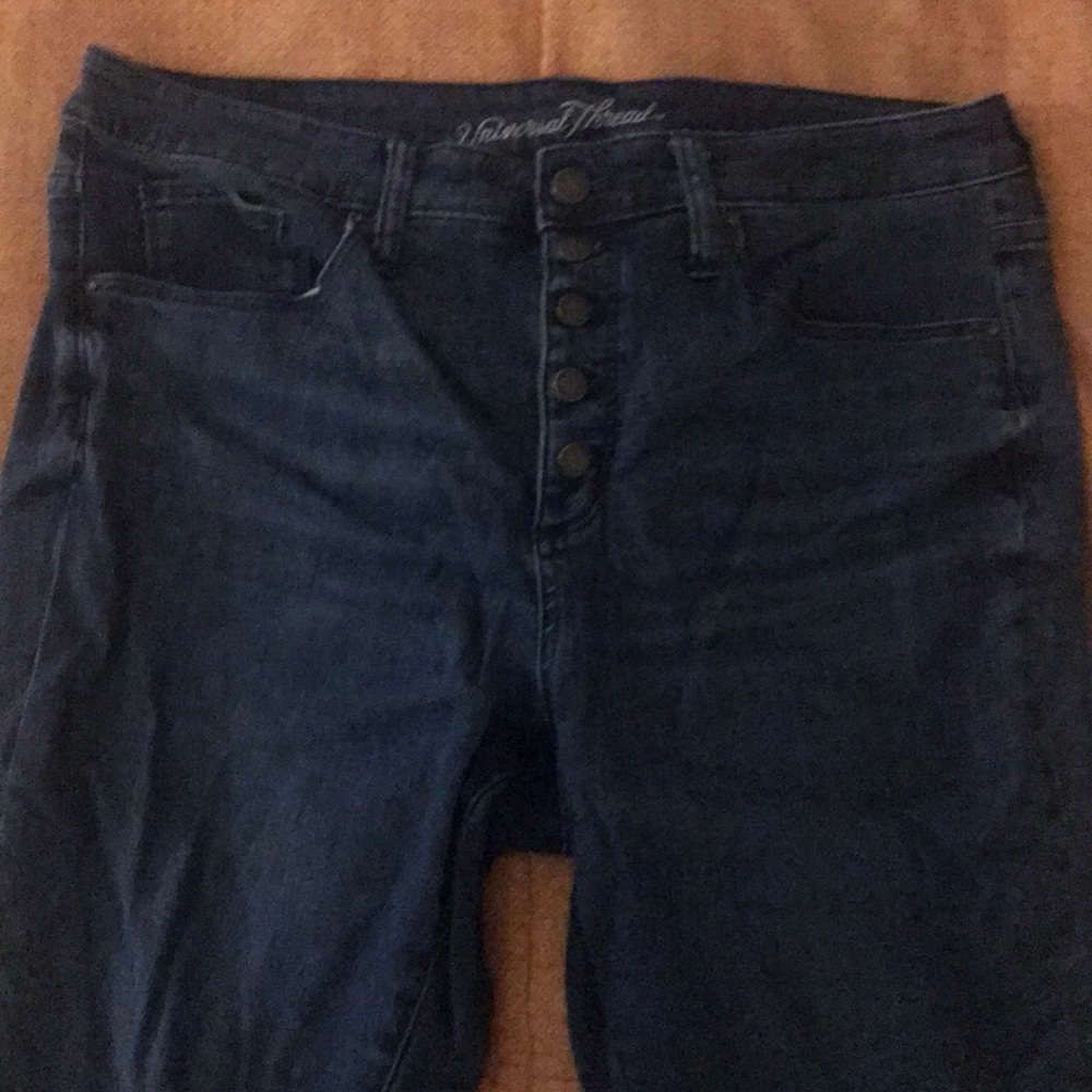 High Waister Button Fly Crop Jeans